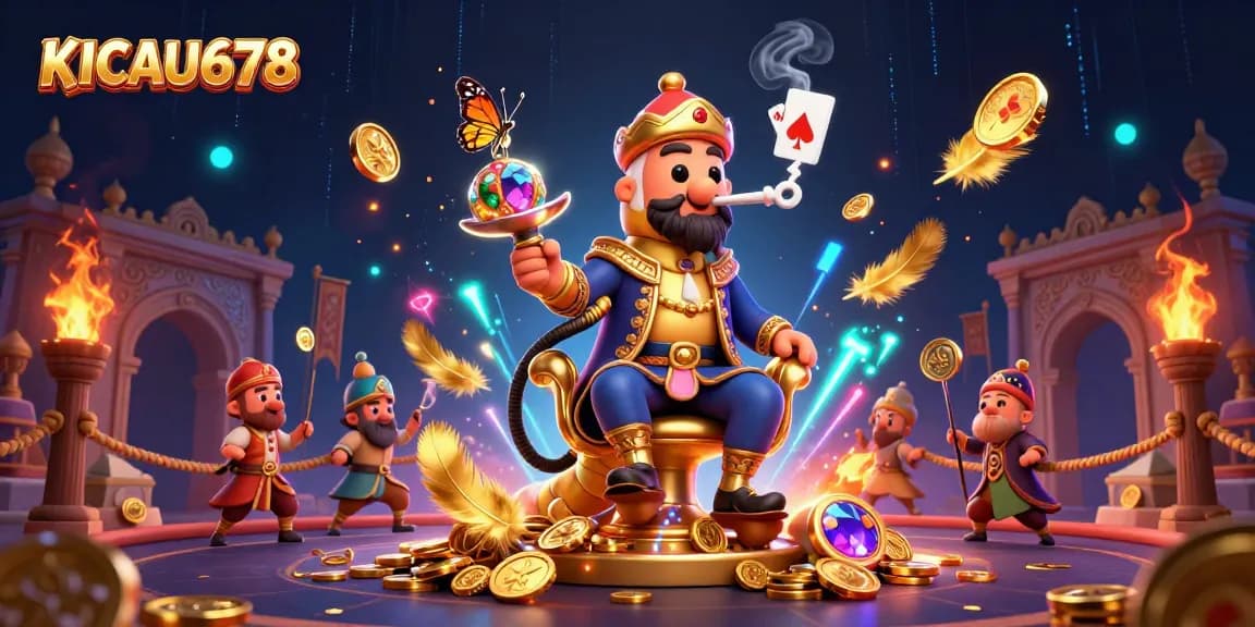 KICAU678 offers a vibrant gaming experience with a whimsical caterpillar hookah-master amidst rich casino elements.