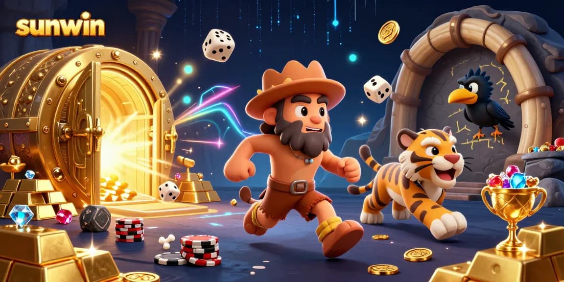 Experience the excitement of sunwin at a prehistoric casino with vibrant characters and dynamic gaming elements.