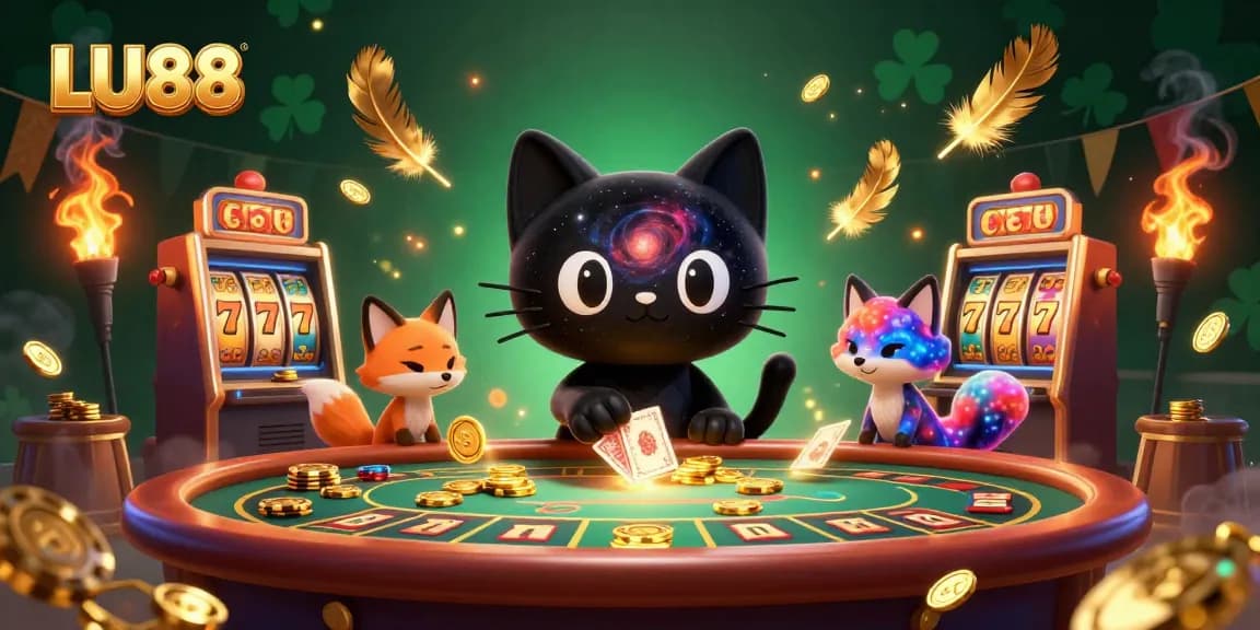 LU88 transforms gaming with an engaging cosmic casino scene featuring vibrant characters and dynamic elements.