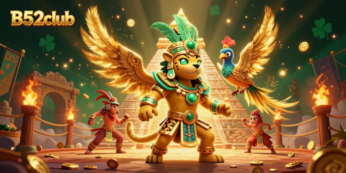 Engage in thrilling gameplay at B52club, featuring a Mayan jaguar priest and golden treasures.