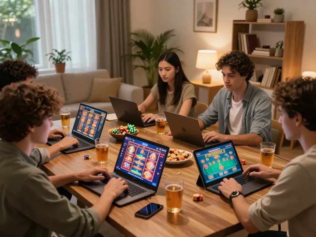 Daga players enjoy an exciting online casino session, engaging with colorful interfaces and strategies.