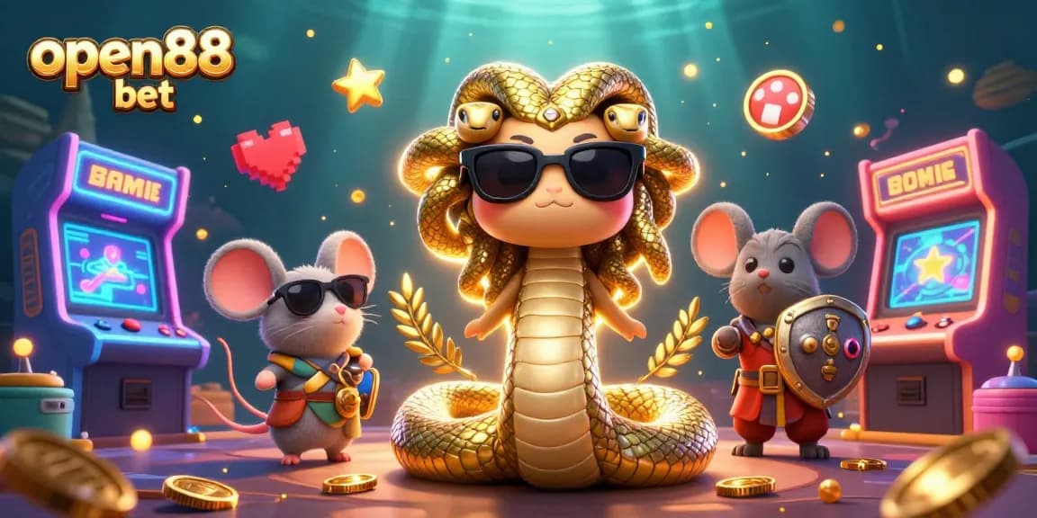 Experience the thrill of open88 bet with a vibrant 3D illustration showcasing carnival games and colorful casino elements.