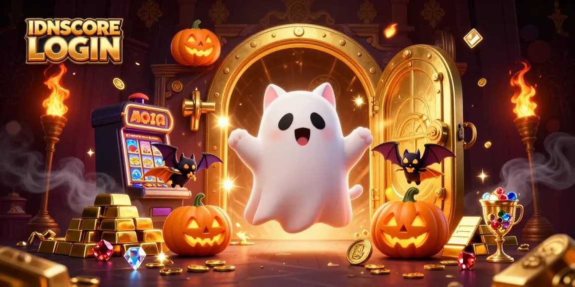 Engage with the IDNSCORE LOGIN experience among glimmering treasures in a haunted casino.