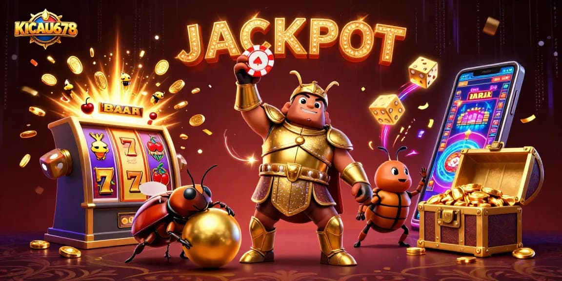 KICAU678 celebrates winning moments with a heroic beetle and dynamic casino elements