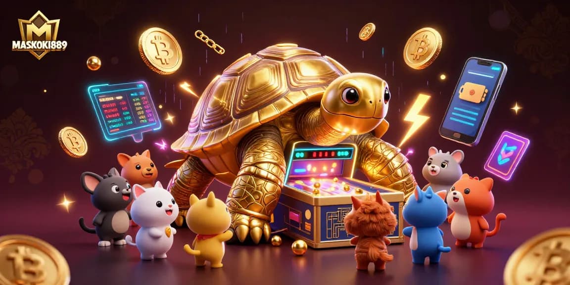 Experience dynamic play at MASKOKI889 with vibrant 3D illustrations of gambling excitement.