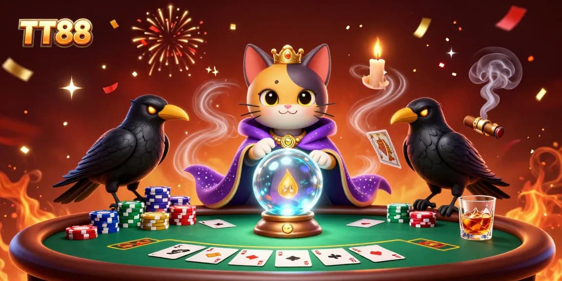Experience thrilling gameplay at TT88 with a colorful poker scene and mystical characters.