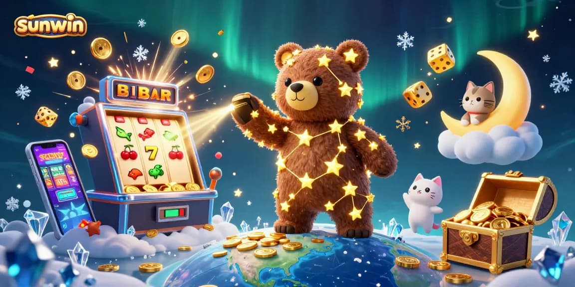 Experience thrilling wins with sunwin's vibrant casino illustration packed with dynamic game elements.