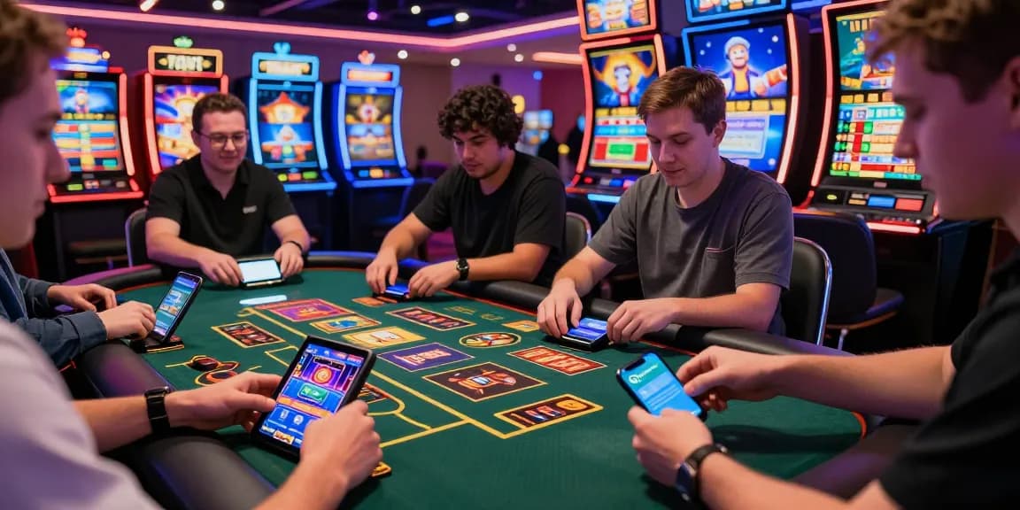 Spannende Paysafe Card Casino-Atmosphäre mit Spielern, die Spiele genießen, und die einfache Einzahlung sowie lebhaftes virtuelles Gameplay zeigen.