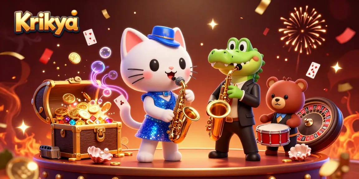 Krikya offers vibrant casino entertainment with energetic 3D characters and dynamic gaming elements.