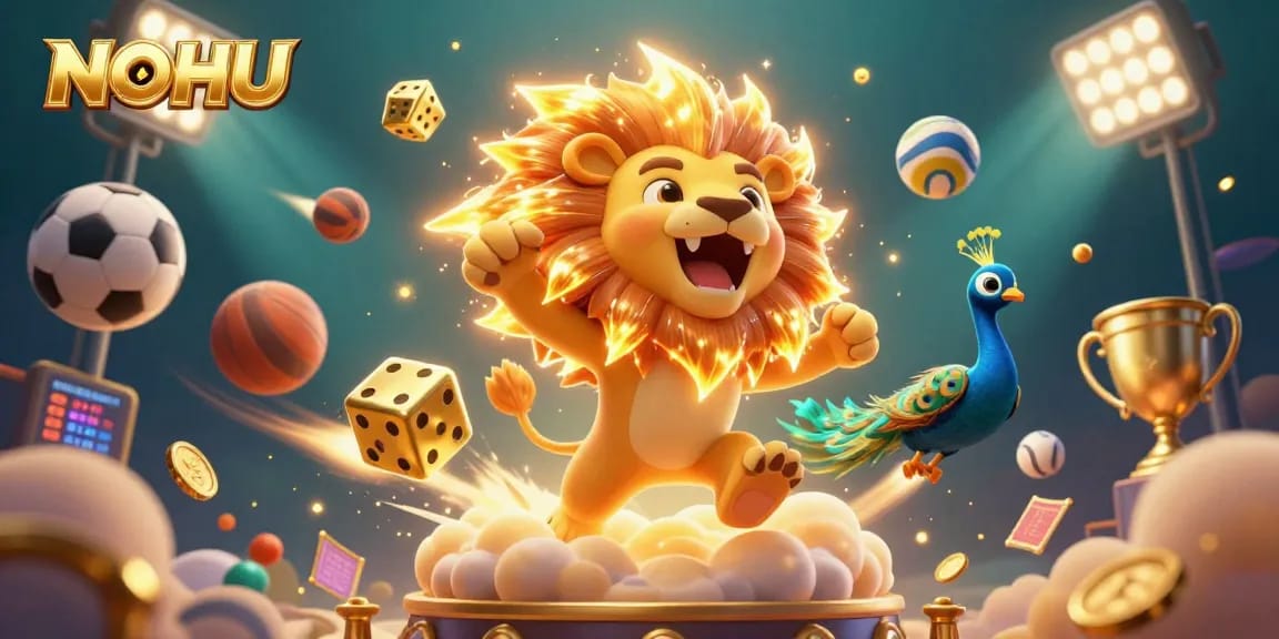 Engage in winning strategies at NOHU with vibrant sports elements and dynamic 3D casino imagery.