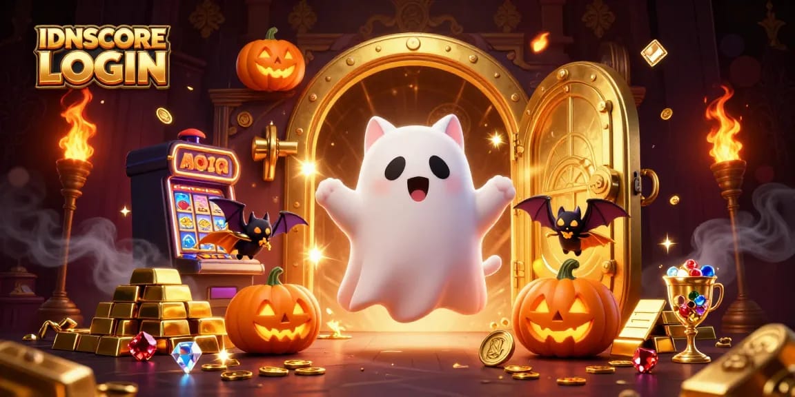 Engage with the IDNSCORE LOGIN experience among glimmering treasures in a haunted casino.