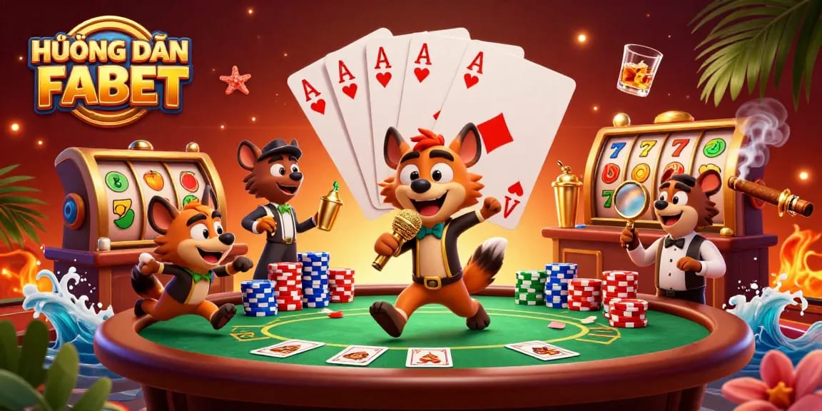 Experience the energy of HƯỚNG DẪN FABET at a dynamic casino scene with hyenas.
