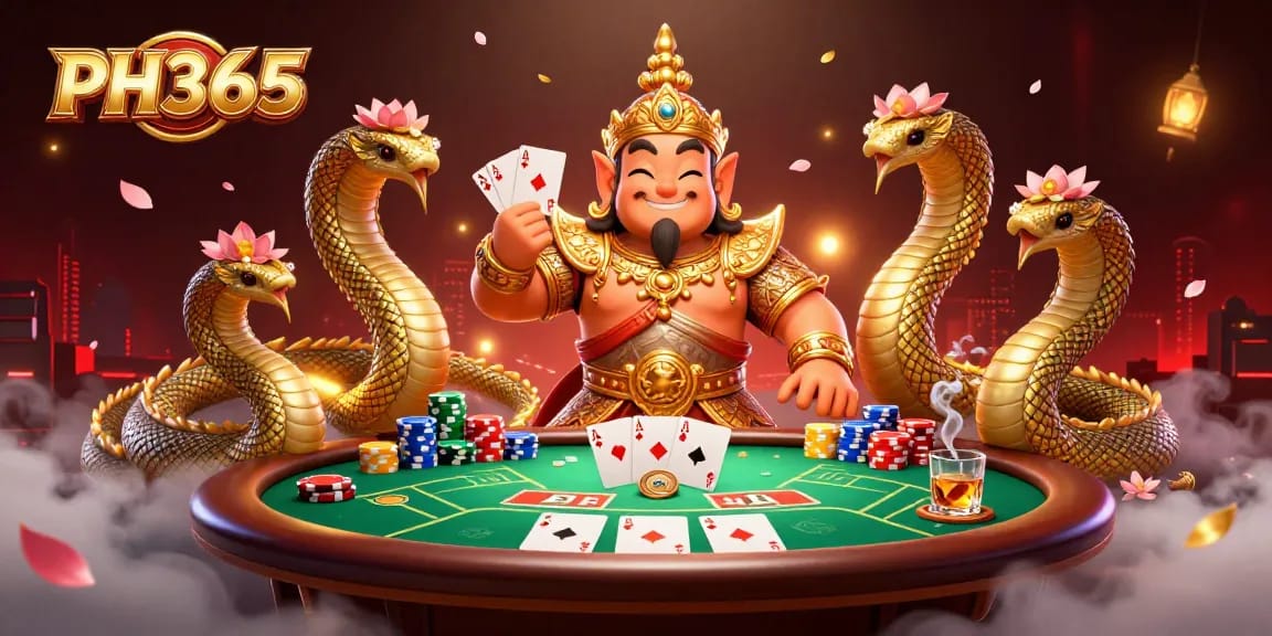 Experience thrilling gaming action with PH365’s vibrant 3D Casino scene featuring poker and iconic characters.