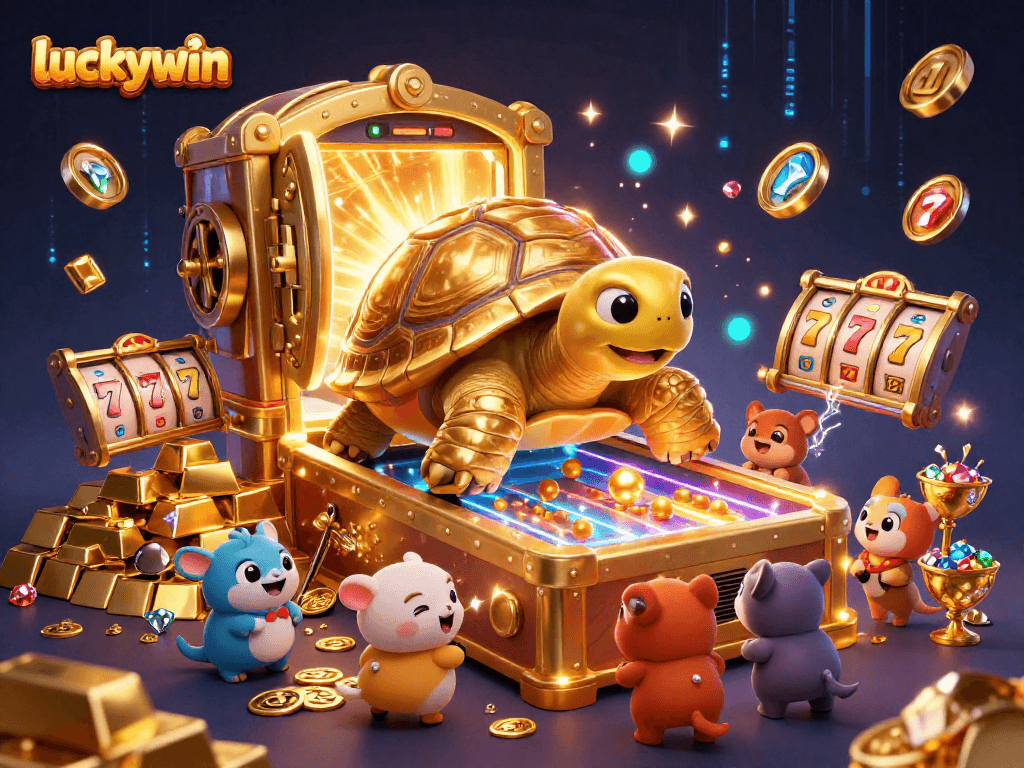 Engage with luckywin's thrilling gameplay and captivating designs in a vibrant casino scene.