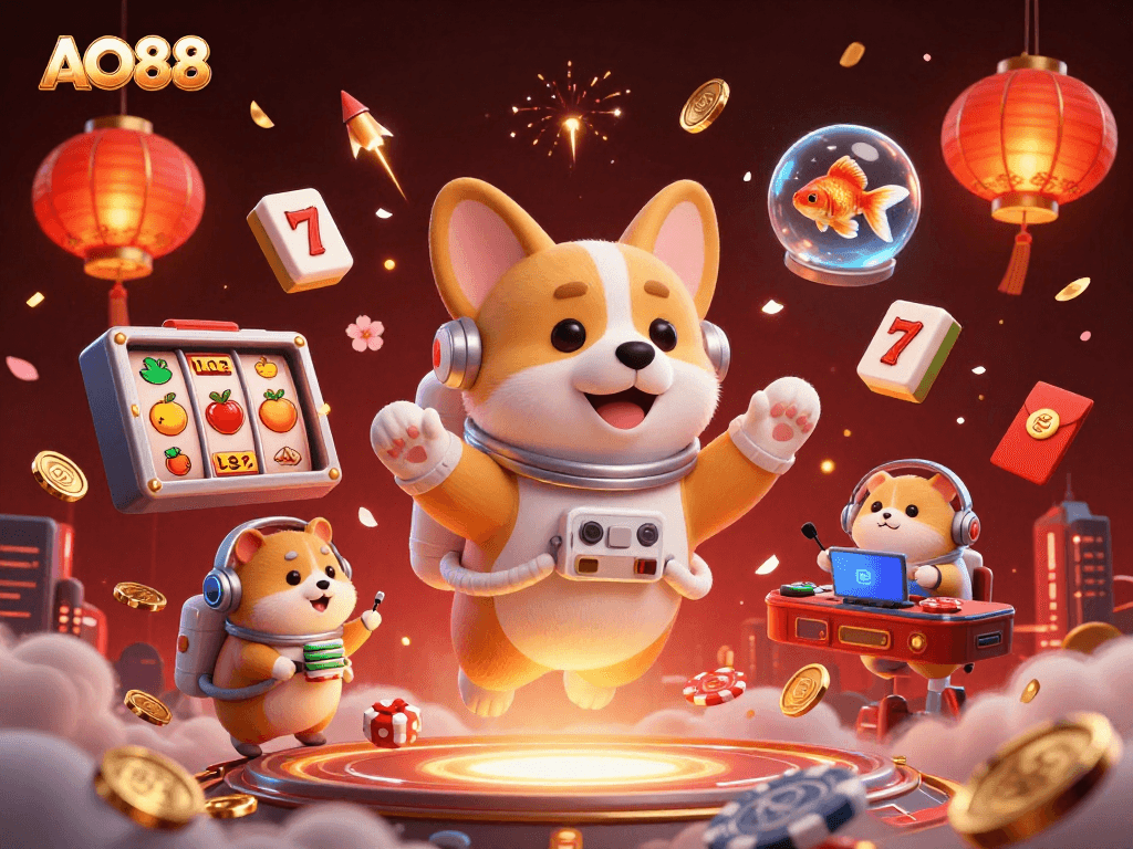 Experience thrilling gameplay at AO88 with immersive slots and dynamic action in a vibrant casino scene.