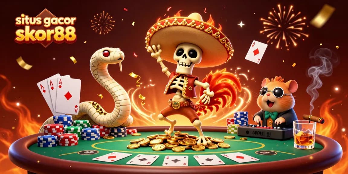 Experience exciting wins at situs gacor skor88 featuring vibrant characters and casino elements.