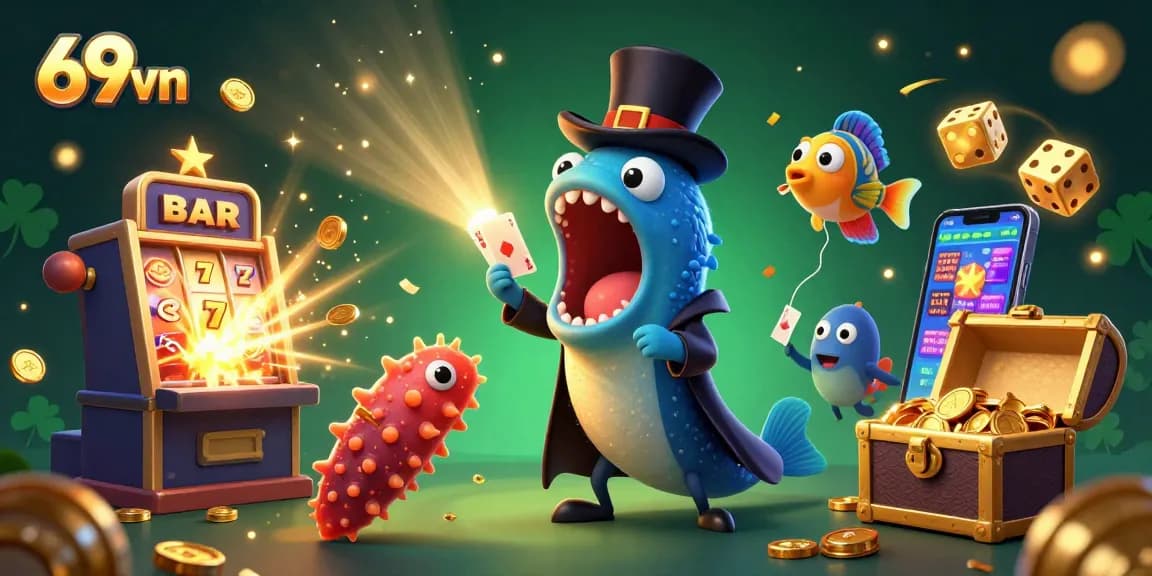 Engage with 69vn's thrilling slots and magic elements in this vibrant casino scene.