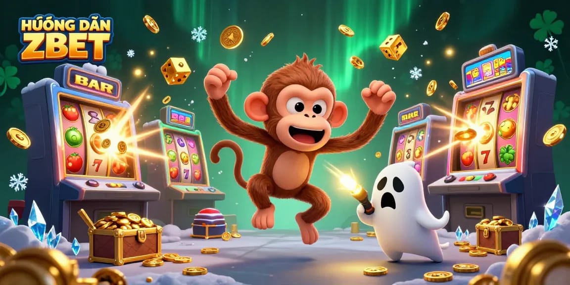 Experience the thrill of gaming with HƯỚNG DẪN ZBET's colorful casino adventure illustration showcasing lively characters.