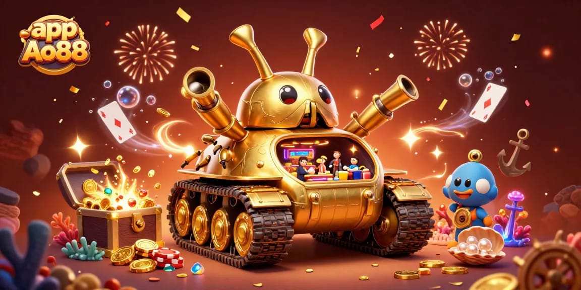 Engage with app Ao88's thrilling gaming experience in a vibrant 3D casino world.