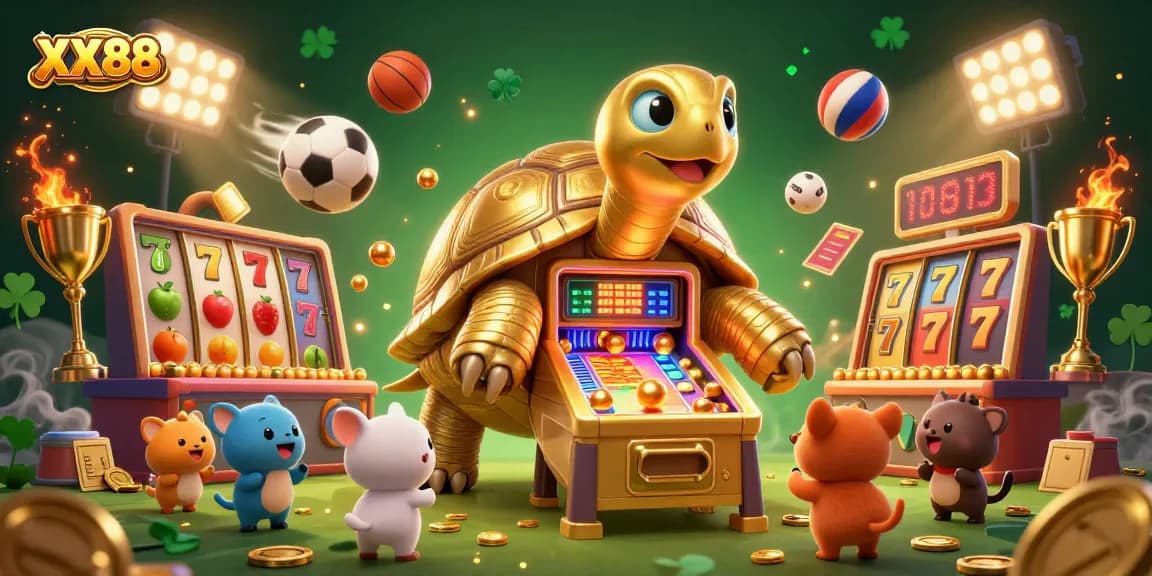 Engage with XX88's thrilling slots and jackpots, featuring a vibrant gaming scene filled with excitement.
