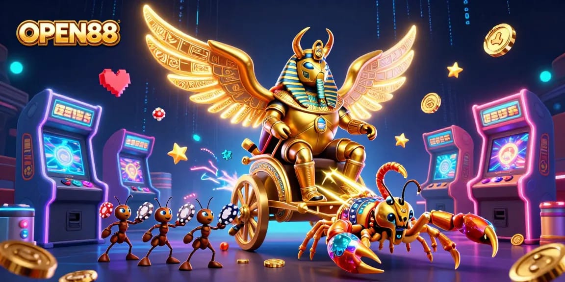 Experience thrilling gaming at OPEN88 with colossal characters and dynamic casino elements.