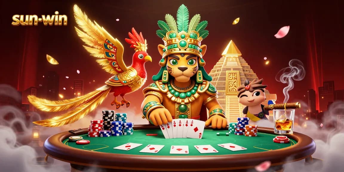 Experience the vibrant sun-win casino atmosphere with poker excitement and ancient allure.