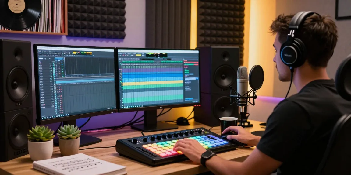 Sound producer engaging with SC88 sound module in a modern studio setup.