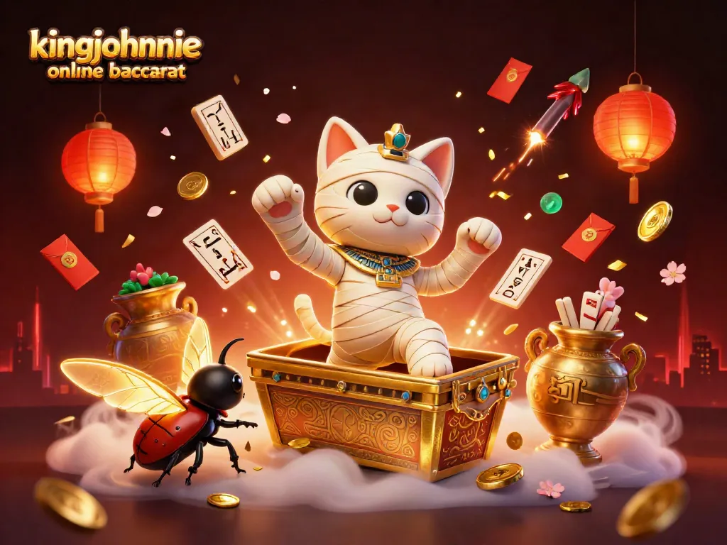 Experience kingjohnnie online baccarat with dynamic characters and casino elements in a vibrant scene.