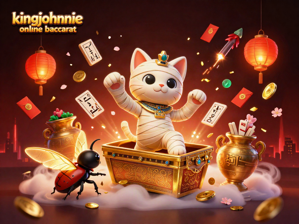 Experience kingjohnnie online baccarat with dynamic characters and casino elements in a vibrant scene.