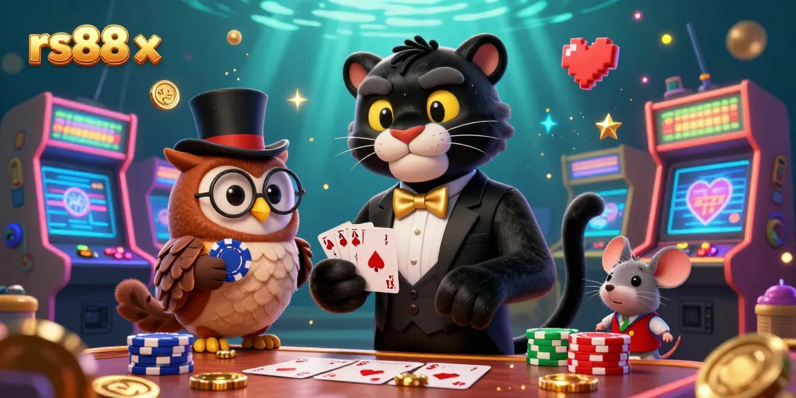 Experience the thrilling ambiance at rs88 x, where a stylish panther deals cards amidst vibrant casino elements.