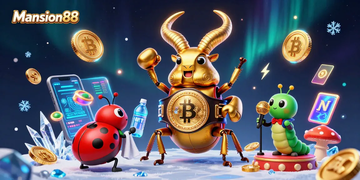 Mansion88 bets with excitement in a 3D casino illustration showcasing a giant standoff and engaging gaming elements.