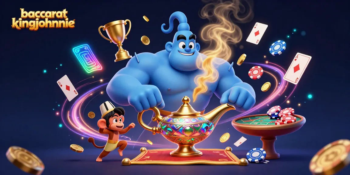 Experience the vibrant baccarat kingjohnnie scene with casino elements and dynamic characters for a thrilling illustration.