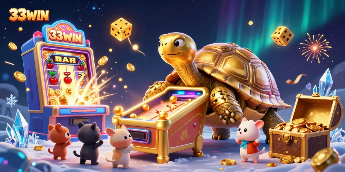 Experience the joy of playing with 33WIN in a vibrant casino scene filled with exciting games and rewards.