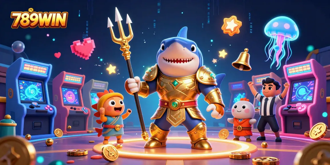 Engage in thrilling casino action with 789WIN, featuring vibrant characters in an underwater arena.