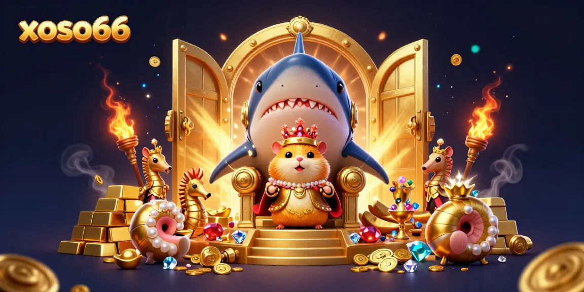 Experience the excitement of winning at xoso66 with vibrant treasures and characters in this dynamic casino scene.
