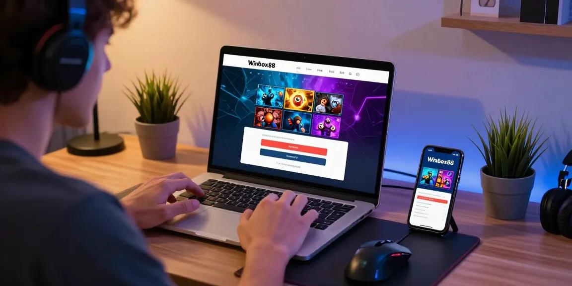 login Winbox88 user accessing vibrant online gaming experience on laptop