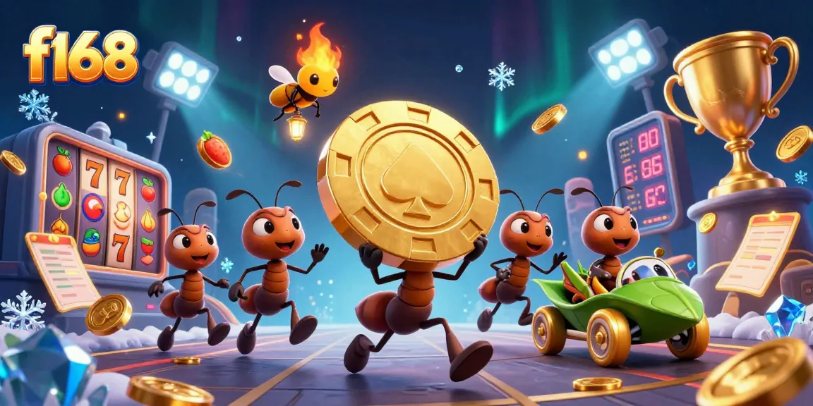 f168 players engaging in a vibrant jackpot heist, showcasing excitement in a colorful casino