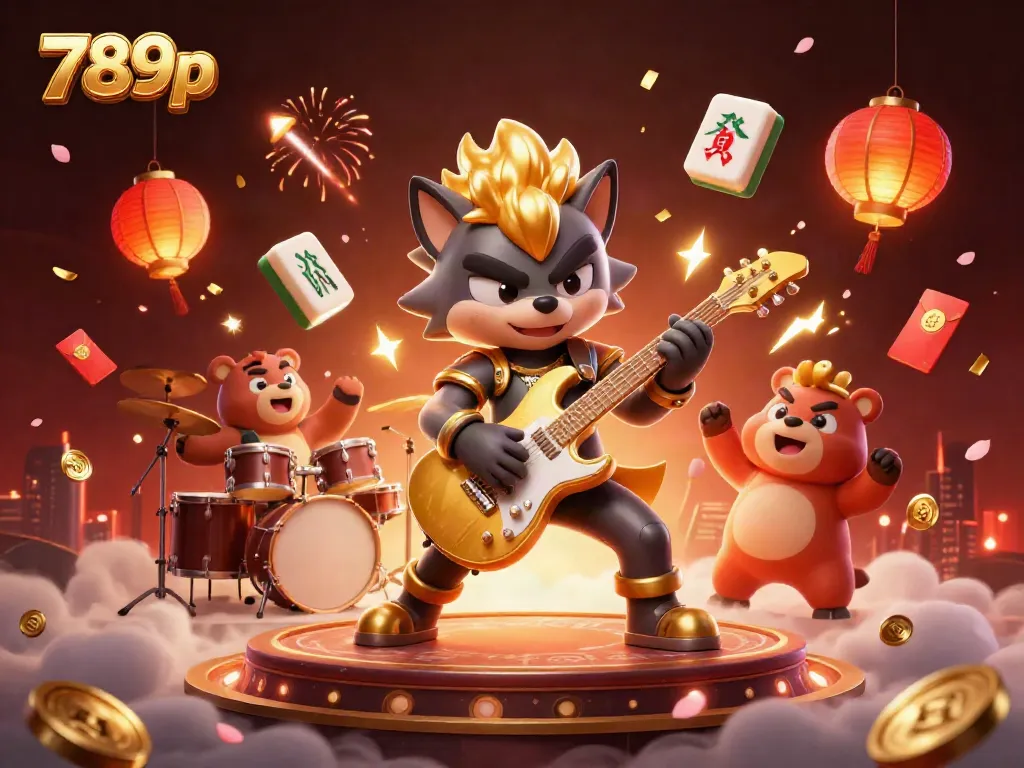 Experience thrilling action in the 789p casino with a dynamic rock star wolf and wild drummer bear.