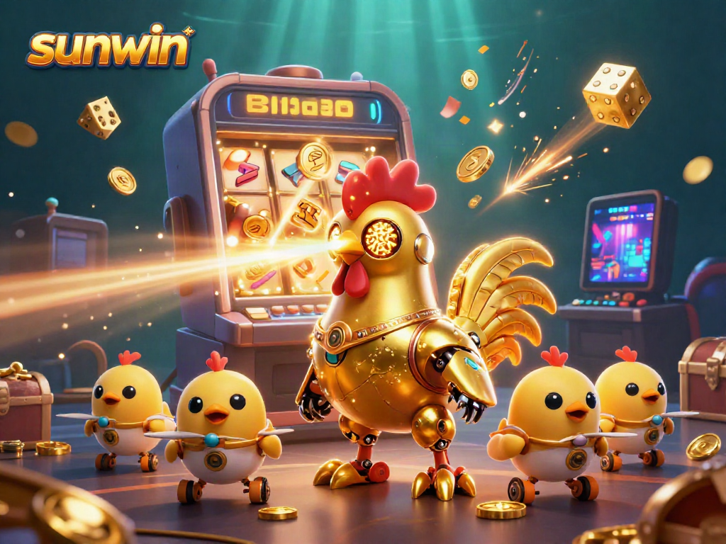 Spin to win with sunwin in a vibrant 3D casino scene filled with excitement and prizes.